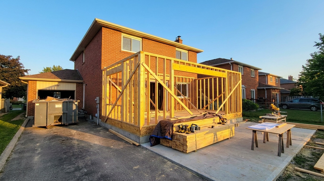 A home addition under construction