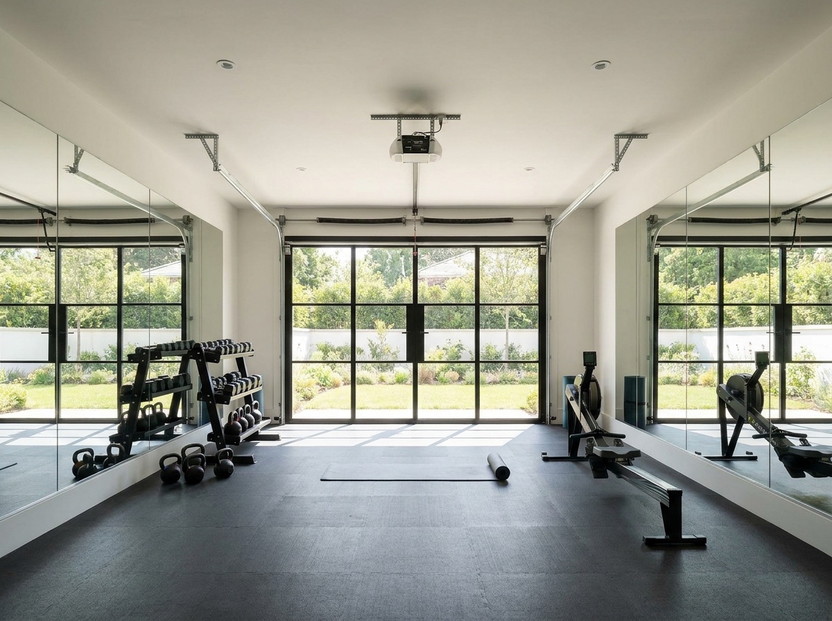 Garage converted to home gym