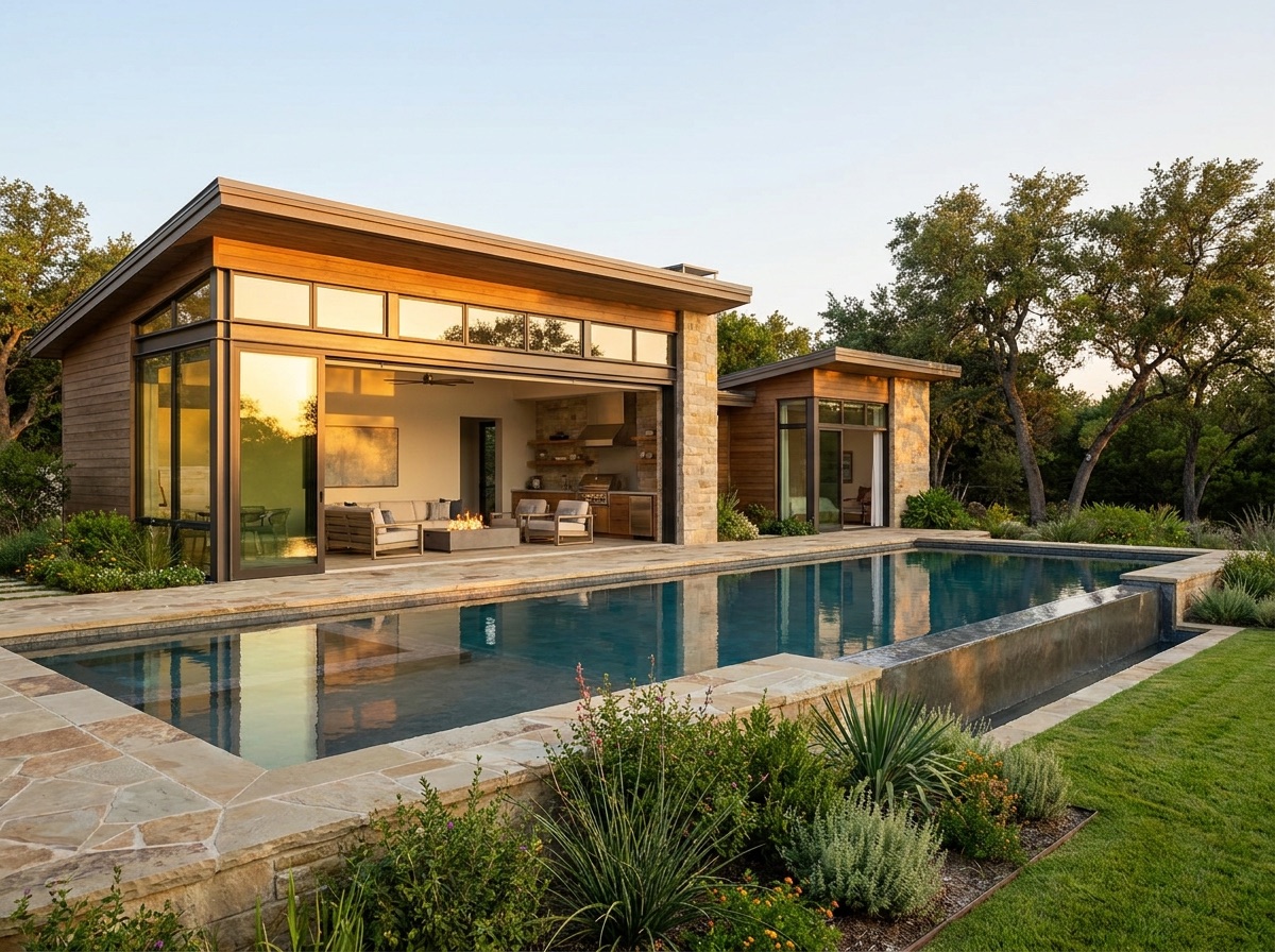 Detached pool house and cabana